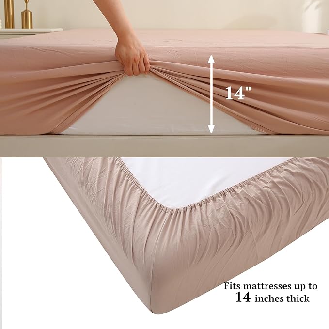 MILDLY Full Size Comforter Set 7 Piece Color Clash, Rust Bed in a Bag, All Season Bedding Sets with 1 Comforter, 2 Pillow Shams, 2 Pillowcases, 1 Flat Sheet, 1 Fitted Sheet - LeafyLoom