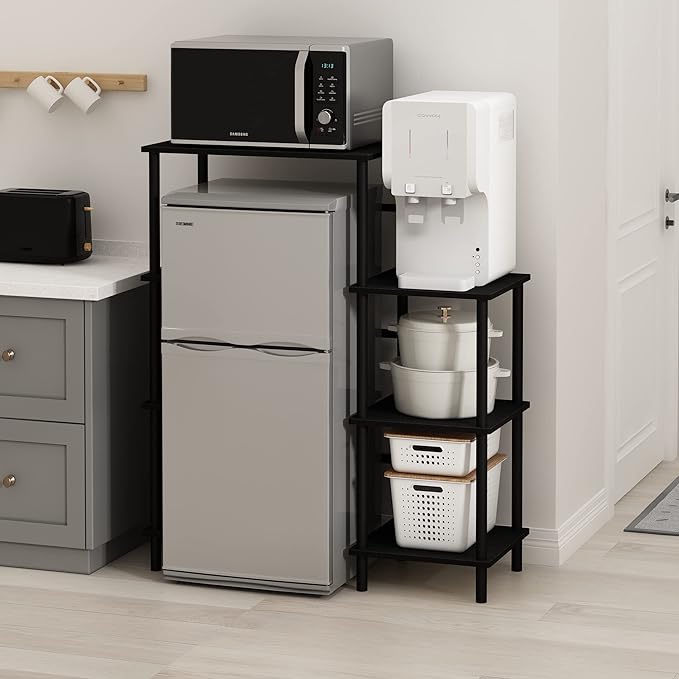Furinno Turn-N-Tube Toolless Kitchen Storage Shelf Tall, Americano/Black - LeafyLoom