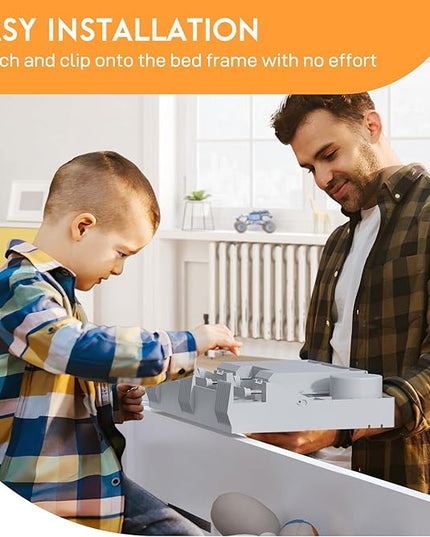 SPACELEAD Bedside Shelf for Bed – College Dorm Room Clip On Nightstand with Cup Holder & Cord Holder&Drawer – Bunk Bed Shelf for Organizer Top for Bedroom (Grey，Plastic) - LeafyLoom