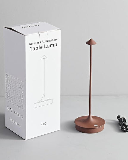 Cordless Table Lamps Rechargeable, LED Desk Lamp 4000mAh Battery Operated Outdoor Waterproof Portable Touch Dimmable Table Light for Patio/Restaurant/Bar/Indoor (Brown-2PC) - LeafyLoom