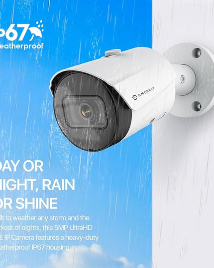 Amcrest UltraHD 5MP Outdoor POE Camera 2592 x 1944p Bullet IP Security Camera, Outdoor IP67 Waterproof, 103° Viewing Angle, 2.8mm Lens, 98.4ft Night Vision, 5-Megapixel, IP5M-B1186EW-28MM (White) Amcrest