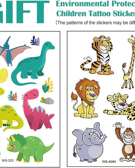 Georgie Porgy Children Projector Toys Educational Science Set Wall Ceiling Tent Torch Flashlight for Kids Gifts for Boys Girls with 2pcs Tattoo Stickers (Dinosaur + Wild Animal) - LeafyLoom