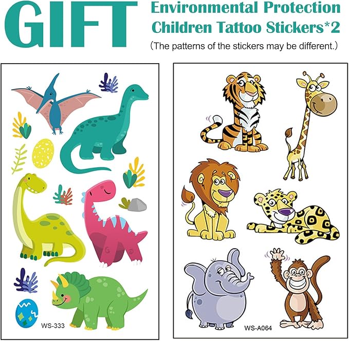 Georgie Porgy Children Projector Toys Educational Science Set Wall Ceiling Tent Torch Flashlight for Kids Gifts for Boys Girls with 2pcs Tattoo Stickers (Dinosaur + Wild Animal) - LeafyLoom