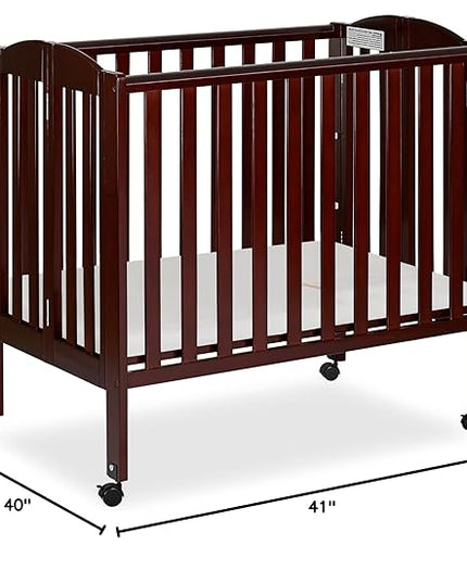 3 in 1 Portable Folding Stationary Side Crib in Espresso, Greenguard Gold Certified , 41x26x40 Inch (Pack of 1) - LeafyLoom