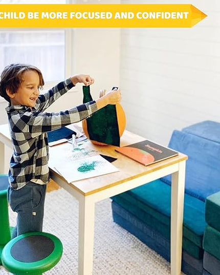 Studico ActiveChairs Kids Wobble Stool, Flexible Elementary Classroom Seating, Improves Focus, Posture and Helps ADHD/ADD, Sensory Chair, Active Fidget Chairs, Pre-Teen 17.75" Chair, Ages 7-12, Green - LeafyLoom