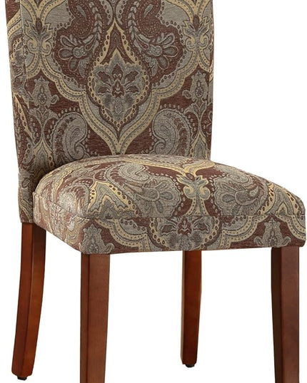 HomePop Parsons Upholstered Accent Dining Chair, Set of 2, Blue and Brown Paisley - LeafyLoom