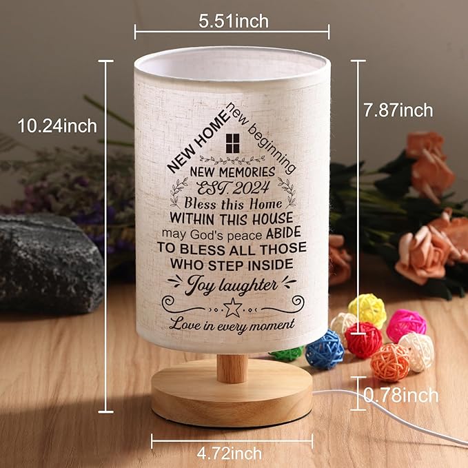 WSYEAR Housewarming Gift for New House Decor, Table Lamp Housewarming Gift Ideas,House Warming Gifts New Home Women Couple, New Home New Adventure New Memories - LeafyLoom