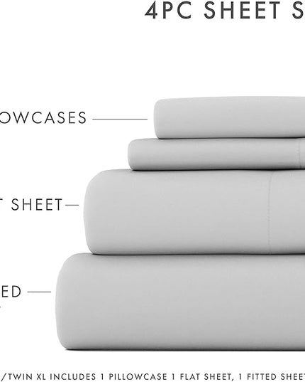 Linen Market Bed Sheets for Twin Size Bed (Light Gray) - Sleep Better Than Ever with These Soft and Cooling Twin Sheets - Deep Pocket Fits 16" Thick Beds - 3 Piece Twin Sheet Set - LeafyLoom