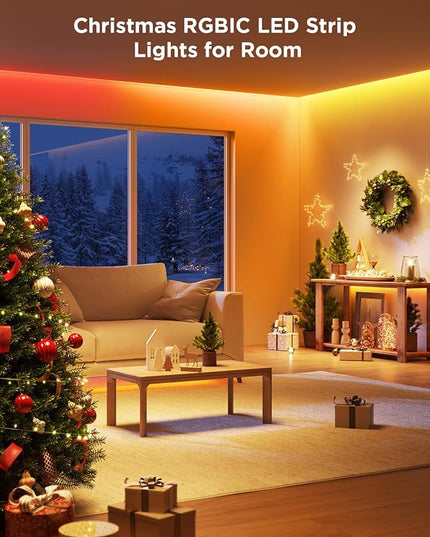 Govee 65.6ft RGBIC LED Strip Lights, Color Changing LED Strips, App Control via Bluetooth, Smart Segmented Control, Multiple Scenes, Enhanced Music Sync LED Lights for Bedroom, Home Decor (2 X 32.8ft) Govee