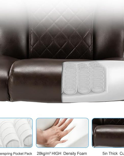 Executive Office Chair Desk Swivel Chair High Back Computer Chair - Adjustable Lumbar Support with Flip-Up Arms PU Leather Chair with Spring Cushion (Brown) - LeafyLoom