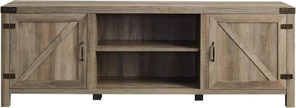 Walker Edison Georgetown Modern Farmhouse Double Barn Door Stand for TVs up to 80 Inches, 70 Inch, Grey Wash - LeafyLoom