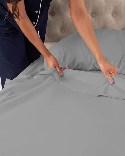 Northwest Ashford Home Essentials Bedding, 4 Piece Full Size Sheet Set, Glacier Gray - LeafyLoom