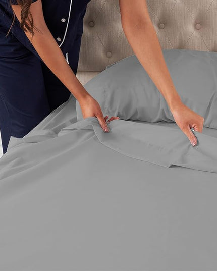 Northwest Ashford Home Essentials Bedding, 3 Piece Twin Size Sheet Set, Glacier Gray - LeafyLoom