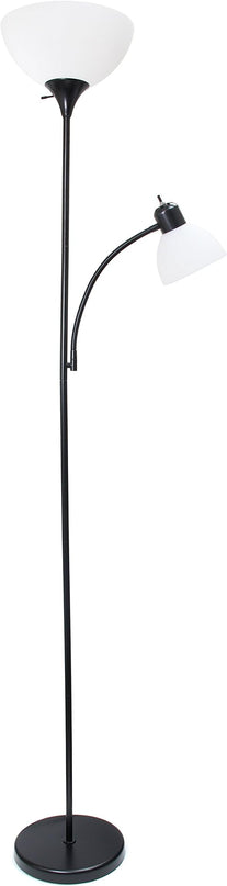 Simple Designs Floor Lamp with Reading Light & DEGNJU LED Light Bulbs, 60W Equivalent, Soft White 2700K, 3 Pack - LeafyLoom