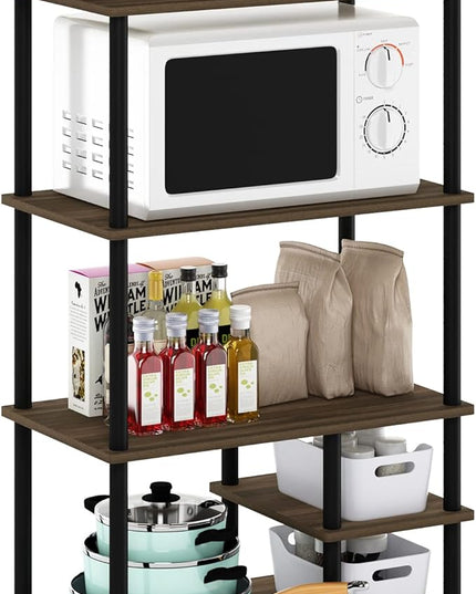 Furinno Turn-N-Tube Kitchen Shelf Cart, Columbia Walnut/Black - LeafyLoom
