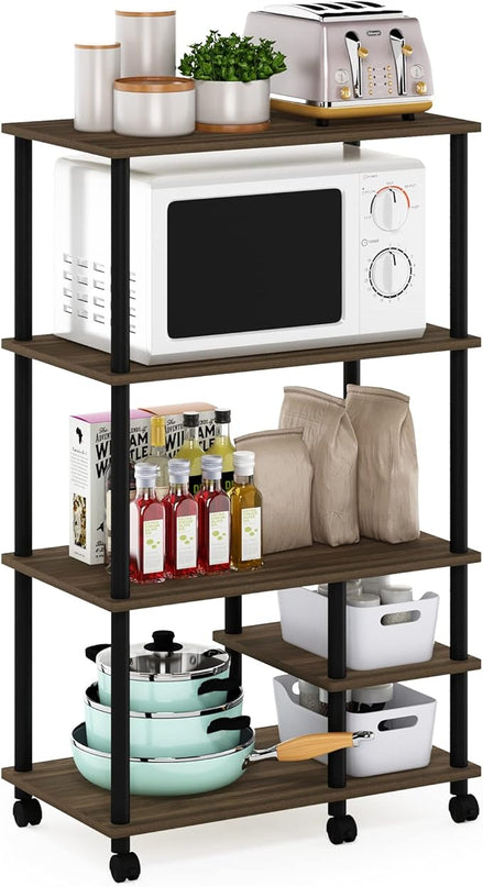 Furinno Turn-N-Tube Kitchen Shelf Cart, Columbia Walnut/Black - LeafyLoom