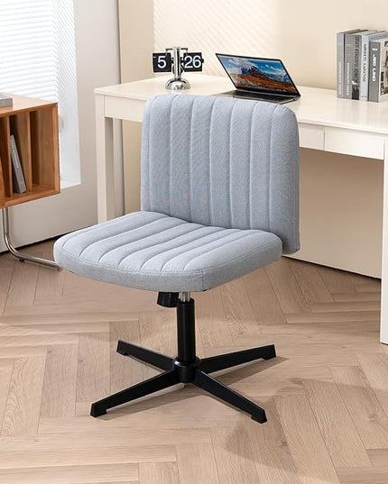 Panana Office Chair Fabric Padded Seat Armless Desk Chair Swivel Computer Task Chair Mid-Back No Wheels Accent Chair (Grey) - LeafyLoom