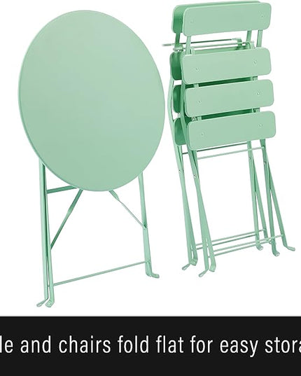 Crosley Furniture CF7390-MN Karlee Retro Metal Indoor/Outdoor 3-Piece Bistro Set with Table and 2 Chairs, Mint - LeafyLoom