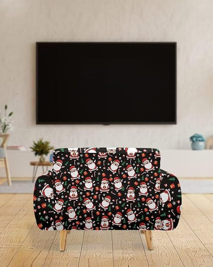 FKELYI Christmas Decorations Indoor Easy Going Stretch Sofa Slipcover Santa Claus Sofa Couch Cover Comfortable Furniture Protector M FKELYI