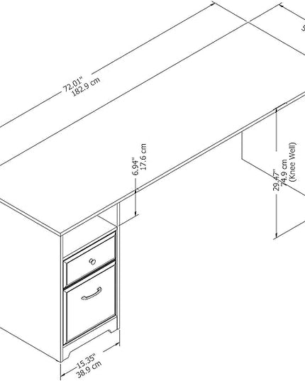 Bush Furniture Cabot Desks for Home Office with Storage and Chrome Hardware | Elegant Computer Table with Drawers, 72W, Harvest Cherry - LeafyLoom