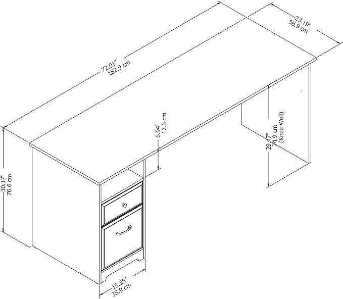 Bush Furniture Cabot Desks for Home Office with Storage and Chrome Hardware | Elegant Computer Table with Drawers, 72W, Harvest Cherry - LeafyLoom