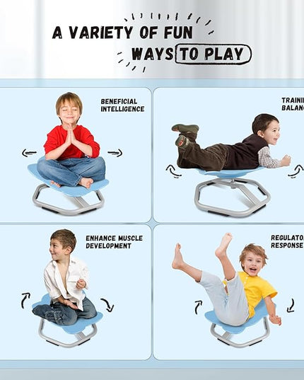 Elephant Kids Swivel Chair, Seat and Spinning Chair, Body Coordination Training Chair, Light Blue Non Slip Sensory Toys 360° Spinning Chair for Autistic Kids Aged 3+, Improving Kid's Physical Fitness - LeafyLoom