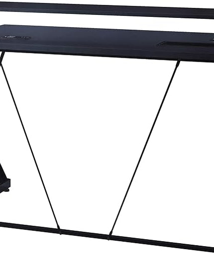 OSP Home Furnishings Emulator Battlestation Gaming Desk with RGB LED Lights, Black - LeafyLoom