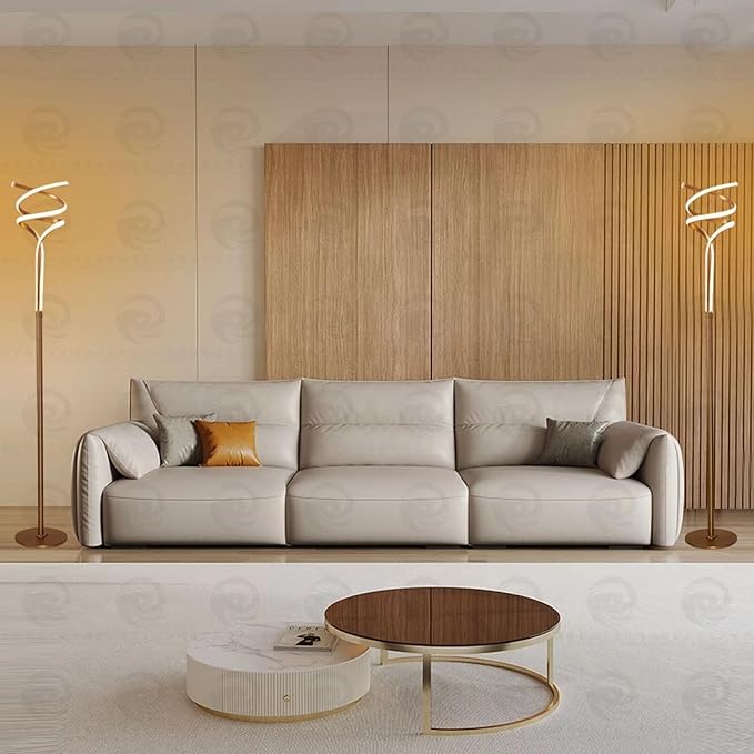 Floor Lamp,LED Modern Floor Lamps for Living Room,2500LM/40W-3-Color/Endless Dimmable Remote Control Standing Lamp,63" Bright Gold Spiral Floor Lamp for Living Room Bedroom Office. - LeafyLoom