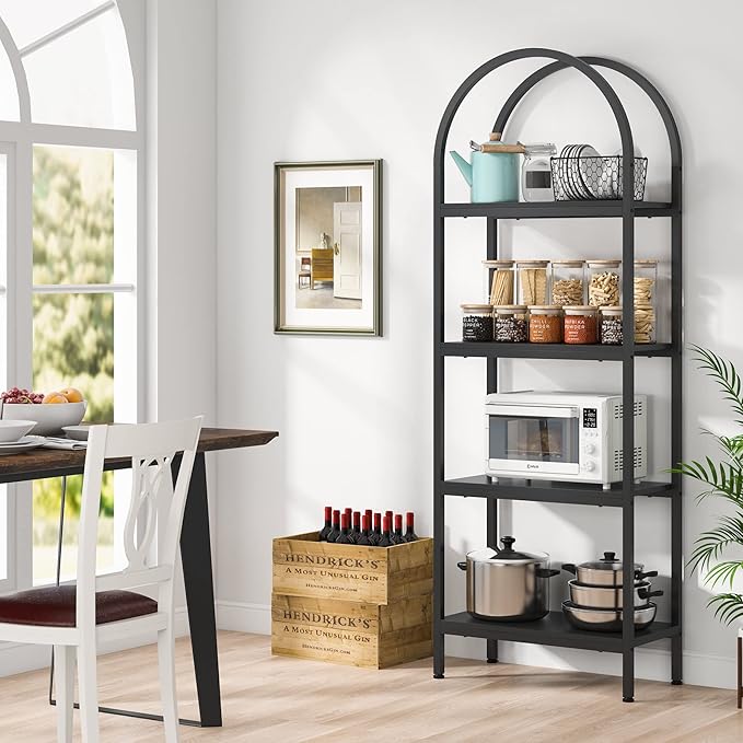 Tribesigns 4-Tier Open Bookshelf, 70.8" Wood Bookcase Storage Shelves with Metal Frame, Freestanding Display Rack Tall Shelving Unit for Office, Bedroom, Living Room, Easy Assembly (Black, 1PC) - LeafyLoom