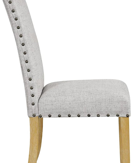 HomePop Classic Parsons Dining Chairs, Set of 2, Neutral Oatmeal Textured Solid Woven (Set of 2) - LeafyLoom