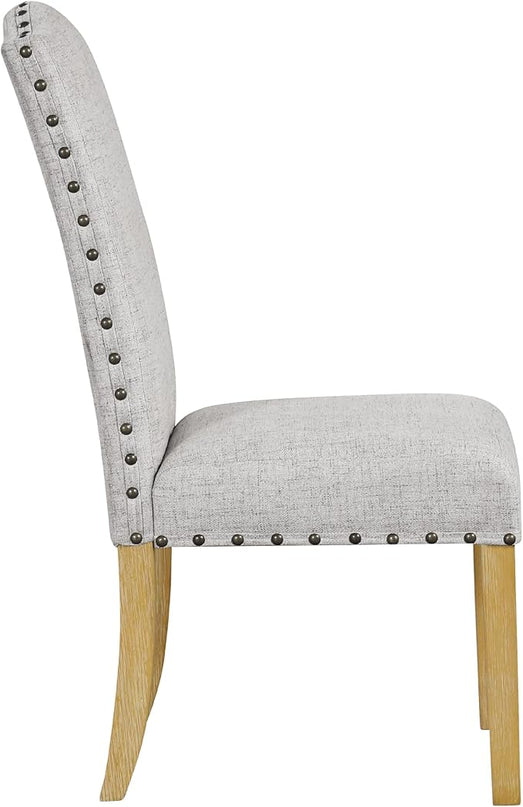 HomePop Classic Parsons Dining Chairs, Set of 2, Neutral Oatmeal Textured Solid Woven (Set of 2) - LeafyLoom