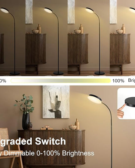 Floor Lamp, LED Floor Lamps for Living Room, Stepless Adjust Color Temperatures & Brightness Standing Lamp with Touch Control Tall Lamps Adjustable Gooseneck Reading Floor Lamp (Black) - LeafyLoom