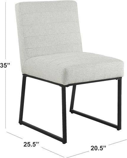 HomePop Channeled Metal Dining Chair - Sustainable Gray Woven (Single Pack) - LeafyLoom