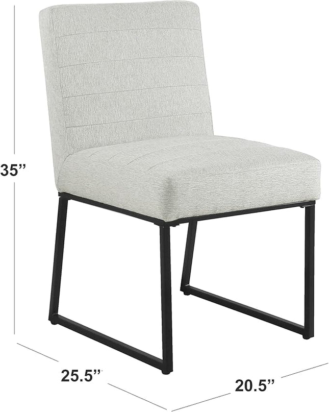 HomePop Channeled Metal Dining Chair - Sustainable Gray Woven (Single Pack) - LeafyLoom