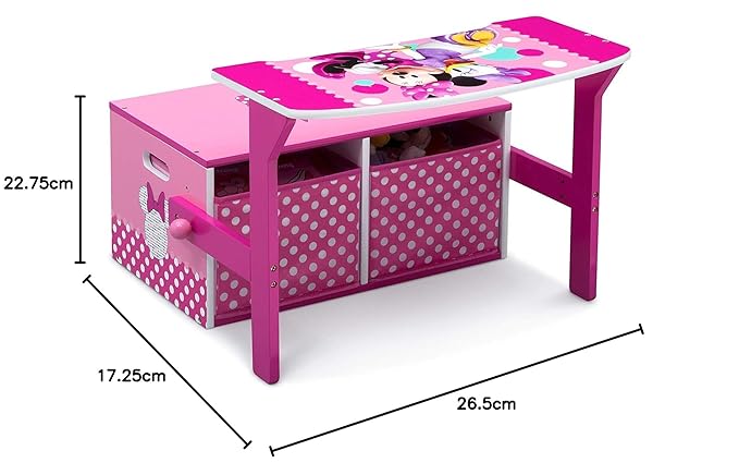 Delta Children Kids Convertible Activity Bench - Greenguard Gold Certified, Disney Minnie Mouse - LeafyLoom