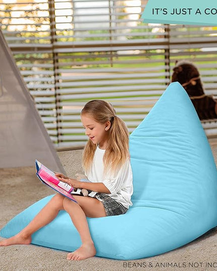 Aubliss Stuffed Animal Storage Bean Bag Chairs Cover, 50"x 35" Extra Large Velvet Bean Bags Chair for Kids & Adults, Ultra Soft Zipper Beanbag Toy Storage for Boys Girls - Blue - LeafyLoom