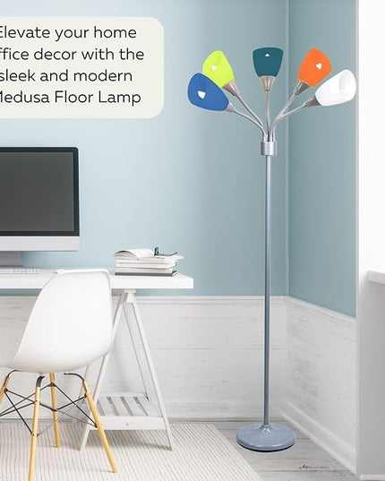 Modern Floor Lamp For Bedroom - Medusa Adjustable Floor Lamp Standing Lamp Bedroom Light With 5 Multi-colored Acrylic Reading Shades Stand Up Lamp Gooseneck Lamp Classroom Lamp Kids Floor Lamp - LeafyLoom