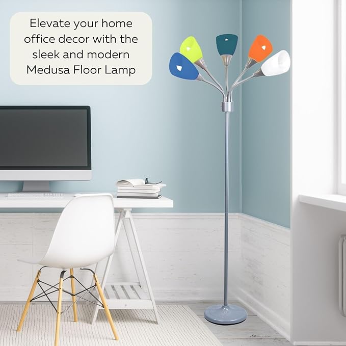 Modern Floor Lamp For Bedroom - Medusa Adjustable Floor Lamp Standing Lamp Bedroom Light With 5 Multi-colored Acrylic Reading Shades Stand Up Lamp Gooseneck Lamp Classroom Lamp Kids Floor Lamp - LeafyLoom