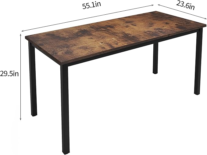 sogesfurniture 55.1 inches Office Desk Computer Desk Gaming Desk Computer Table Sturdy Writing Workstation for Home Office, Brown - LeafyLoom