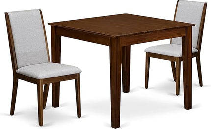 East West Furniture OXLA3-AWA-05 Oxford 3 Piece Room Furniture Set Consist of a Square Dining Table and 2 Upholstered Chairs, 36x36 Inch - LeafyLoom