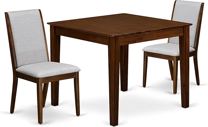 East West Furniture OXLA3-AWA-05 Oxford 3 Piece Room Furniture Set Consist of a Square Dining Table and 2 Upholstered Chairs, 36x36 Inch - LeafyLoom