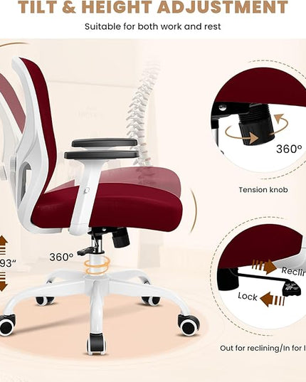 Office Chair Ergonomic Desk Chair with Adjustable Lumbar Support, Swivel Comfy Computer Chair Heavy Duty Executive Chair for Home Office - LeafyLoom