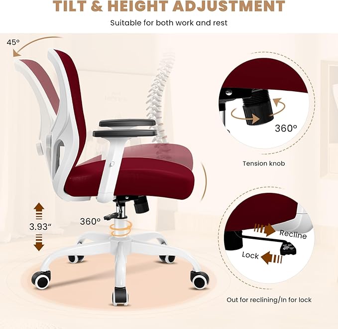 Office Chair Ergonomic Desk Chair with Adjustable Lumbar Support, Swivel Comfy Computer Chair Heavy Duty Executive Chair for Home Office - LeafyLoom