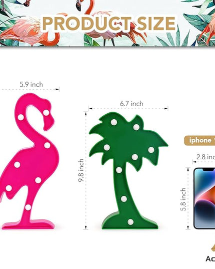 AceList Tropical Luau Party Supplies Flamingos Palm Trees Sign Light for Hawaiian Themed Party Decoration Birthday Bedroom Wall Decor Table Centerpieces - LeafyLoom