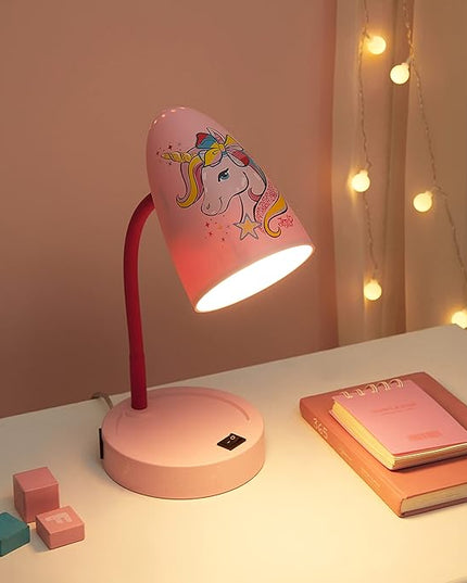 Idea Nuova Nickelodeon JoJo Siwa Switch Operated LED Task Table and Desk Lamp with Charging Outlet - LeafyLoom
