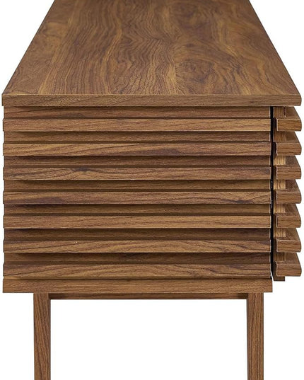 Modway Render 71" Mid-Century Modern Low Profile TV Stand in Walnut, 71 Inch - LeafyLoom