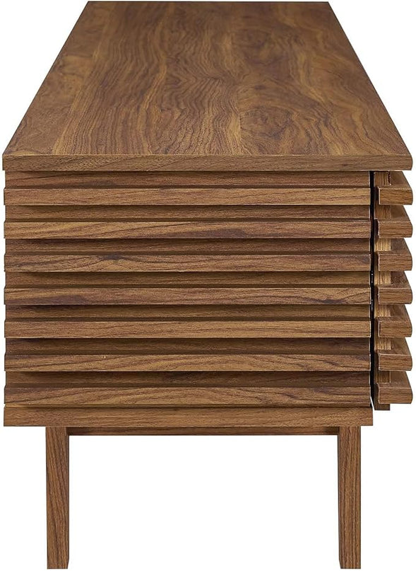 Modway Render 71" Mid-Century Modern Low Profile TV Stand in Walnut, 71 Inch - LeafyLoom