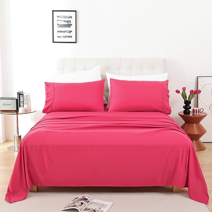 Whitney Home Textile Queen Sheet Set - 4 Piece Soft Breathable Bed Sheets for Queen Size Bed, Deep Pocket Lxuury Brushed Sheets, Hotel Bedding Sheets and Pillowcases, Wrinkle Free Oeko-Tex Sheets - LeafyLoom