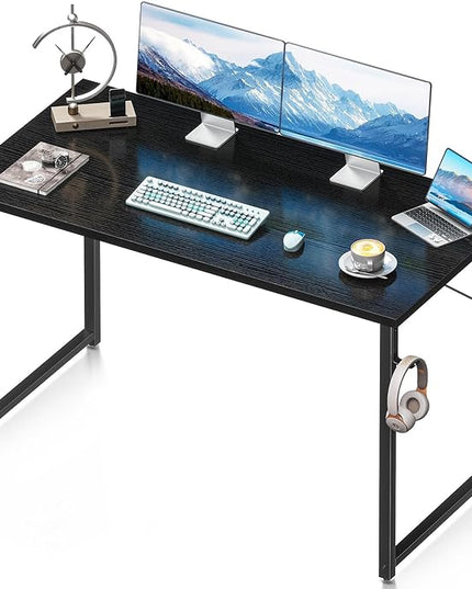 Coleshome 48 Inch Computer Desk, Modern Simple Style Desk for Home Office, Study Student Writing Desk, Black - LeafyLoom
