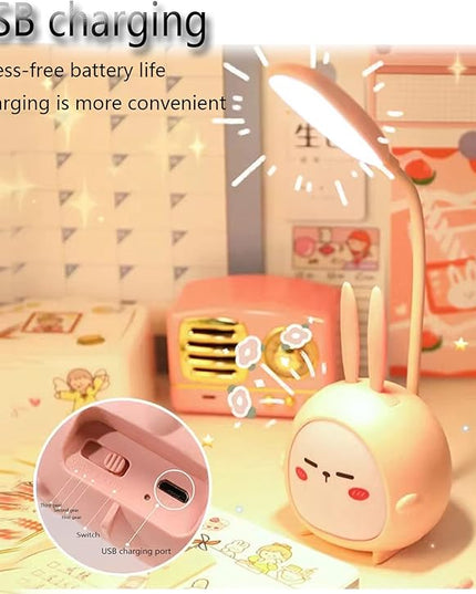 Mini Bunny Night Light, Portable LED Table Light, Cute Rabbit Foldable USB Rechargeable Reading Light Bedroom Children's Bedside Study (Green Rabbit) - LeafyLoom